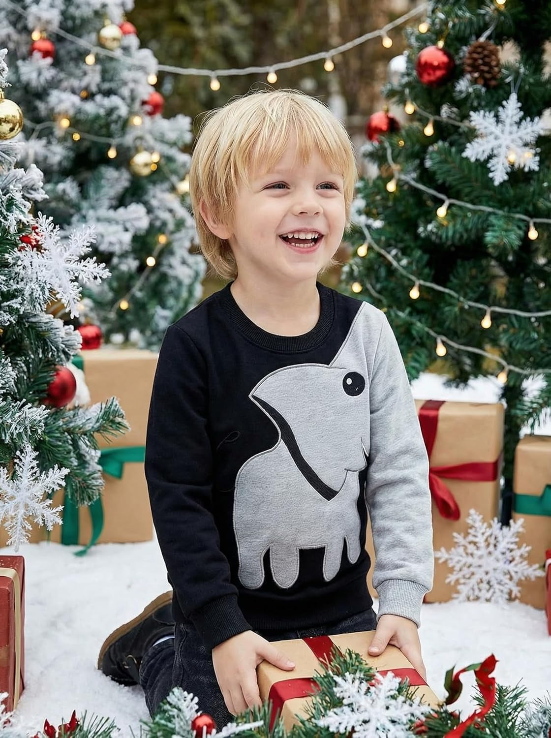 Boys Sweatshirts Cute Elephant Shirts Clothes Kids Pullover Hoodie Toddler Long Sleeve Cotton Sweatshirt Sweater