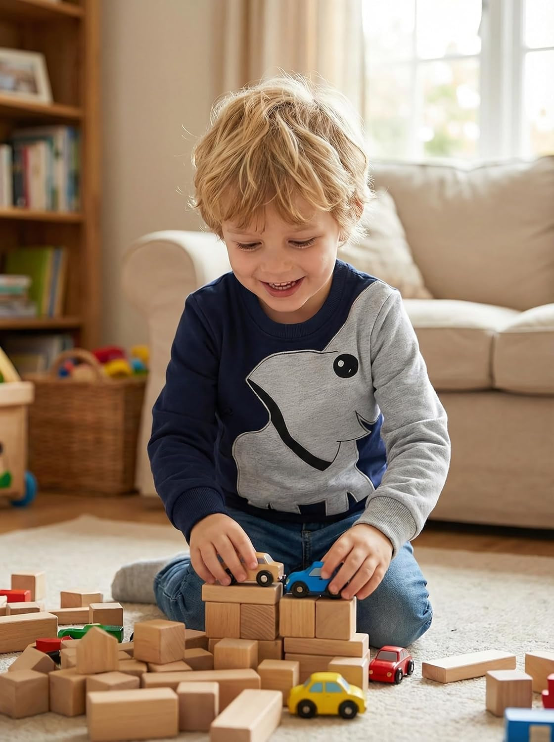 Boys Sweatshirts Cute Elephant Shirts Clothes Kids Pullover Hoodie Toddler Long Sleeve Cotton Sweatshirt Sweater