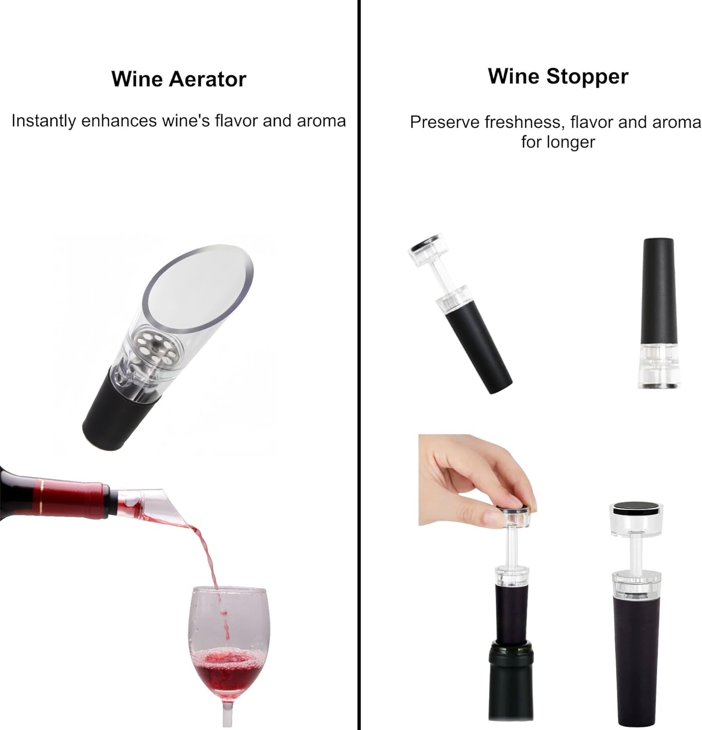 Electric Wine Opener Set with Base – Rechargeable Wine Bottle Opener with Foil Cutter, Wine Aerator and Wine Stoppers – Wine Accessories Gift for Wine Lovers