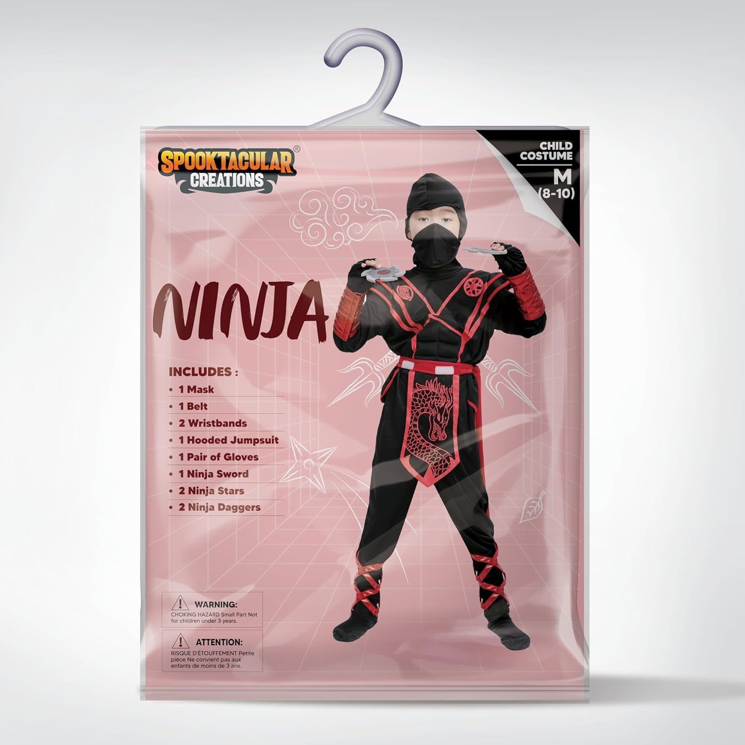 Halloween Ninja Costume Kids, Ninja Dragon Jumpsuit Set, Boys Halloween Costume for Dressup Party