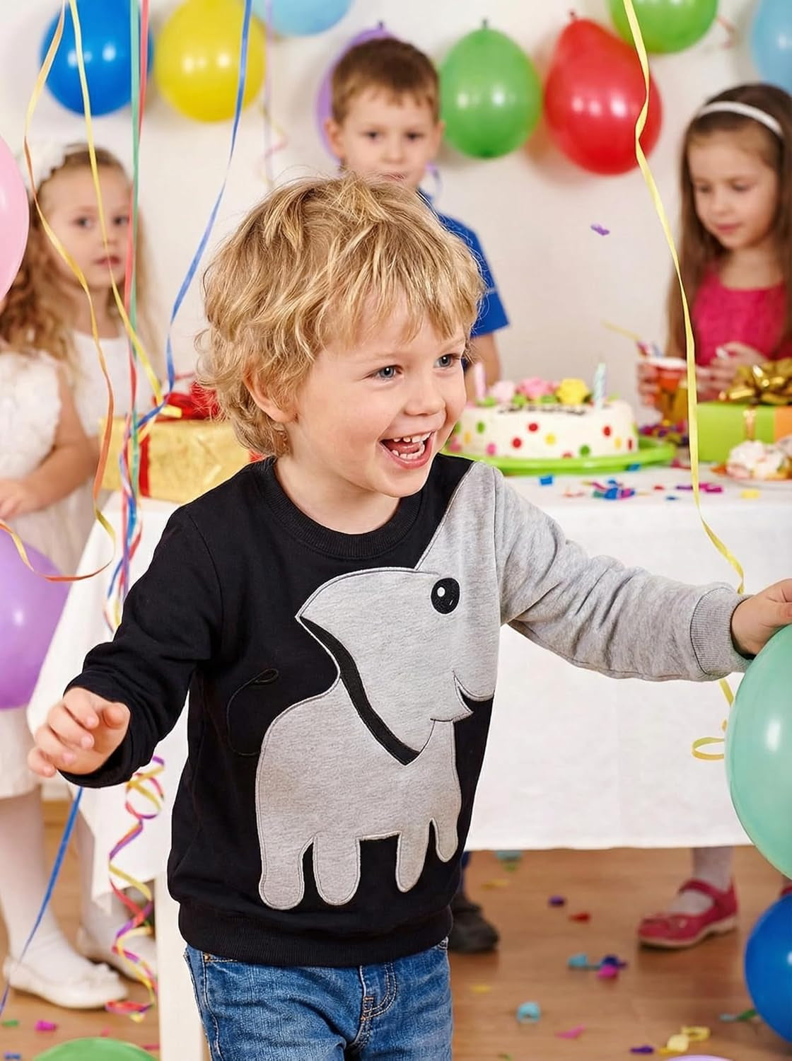 Boys Sweatshirts Cute Elephant Shirts Clothes Kids Pullover Hoodie Toddler Long Sleeve Cotton Sweatshirt Sweater